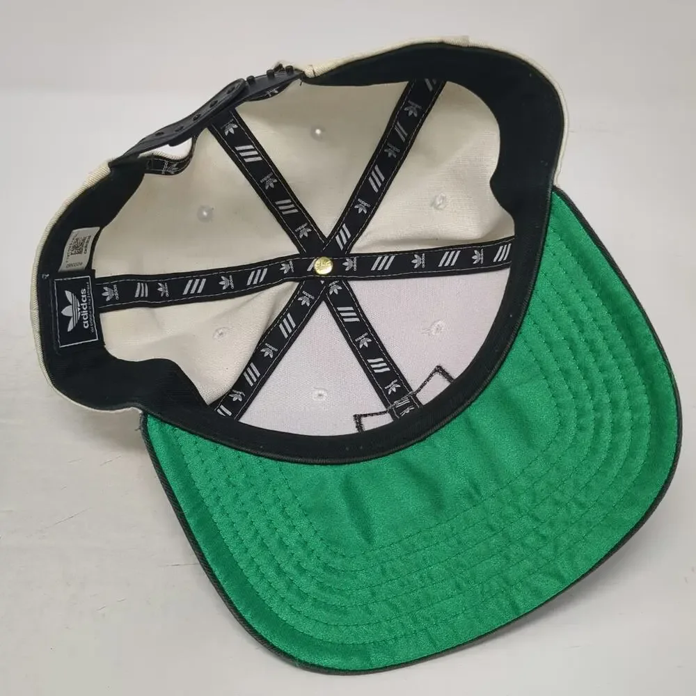 Adidas Snapback Hat Beige Black One Size Trefoil Logo Patch Green Underbrim